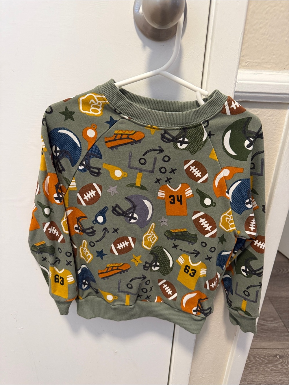 Little sleepies Kids Football Print Sweatshirt - Olive Green, Orange, Navy
